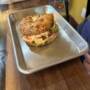 Veggie bagel sandwich
