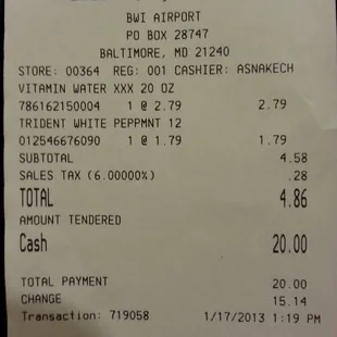 A pack of gum costs $1.79 (plus a 6% tax).