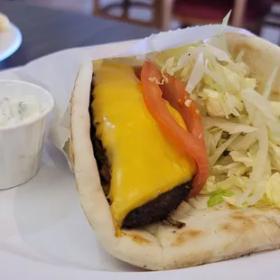 Cheeseburger gyro.   Meat was a bit underwhelming in size. Otherwise solid.