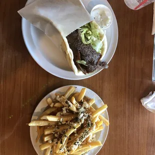 Gyro with small Greek fry