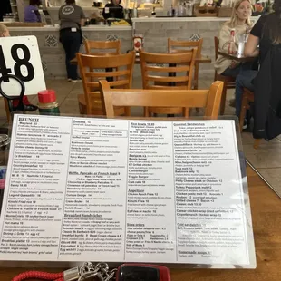 a menu on a table