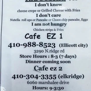 Kids Menu that CRACKED US UP