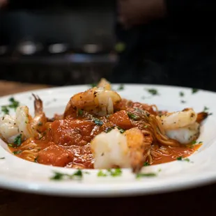 Capellini Pasta with prawns added