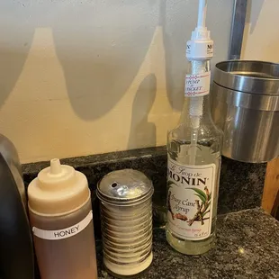 Sweeteners include honey and simple syrup