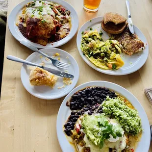 Breakfast Burrito, Tomato , Mozzarella and Pesto Organic Egg Omelet, Organic Chicken or Squash Enchiladas&amp; what's left of the lemon pie