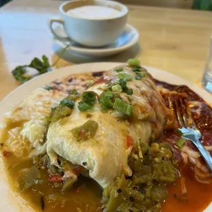 Breakfast Burrito and cappuccino