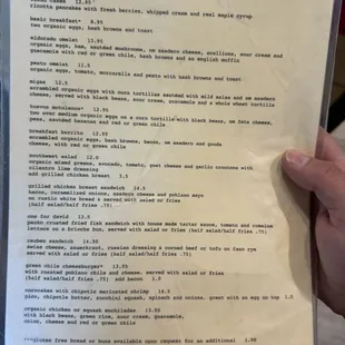 Current menu as of 10-25-24