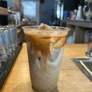 Decafe iced oat latte