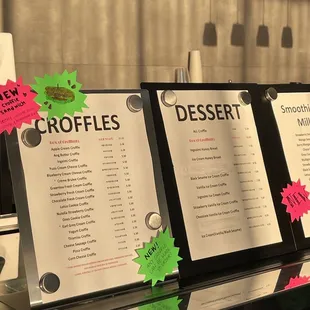 menus on display in a restaurant