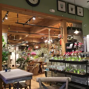 the interior of a flower shop