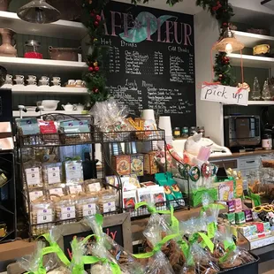 a variety of baked goods on display