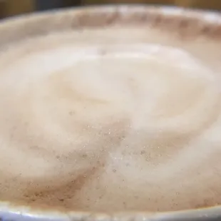 Foam from Whipped Cream laying on top of Hot Chocolate