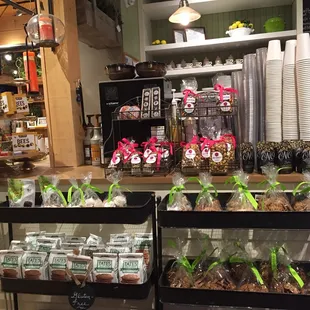 a variety of desserts on display