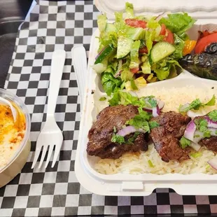 Beef Shish Kabob &amp; Hummus.