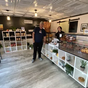 Small spot with local chocolates, their bread and pastries for sale, and stickers