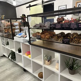 Pastry displays. Zoom in on the right for a closeup of the Bumble Bee Croissants