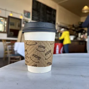 a cup of coffee on a table