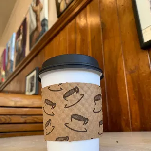 a cup of coffee on a table