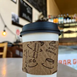 a cup of coffee on a table