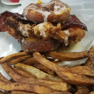 Kronut Fried Chicken sandwich with Turkey Bacon