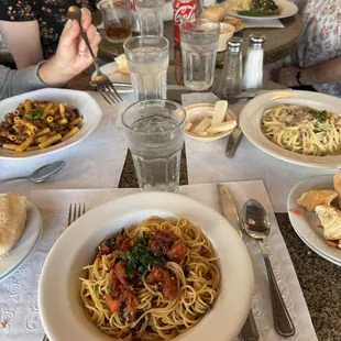 L to R: Siciliani, Checca, Carbonara, Florentine