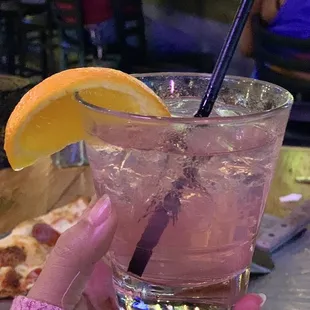 hibiscus lemonade (?) mixed drink