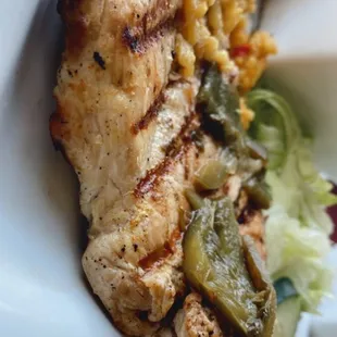 Poblano chicken minus the cheese.  Shout out to Mason for the INCREDIBLE service and suggestions.