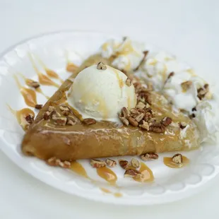 Dulce de Leche Crepe with Vanilla Gelato