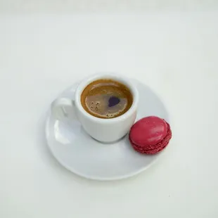 Espresso with Raspberry Macaron