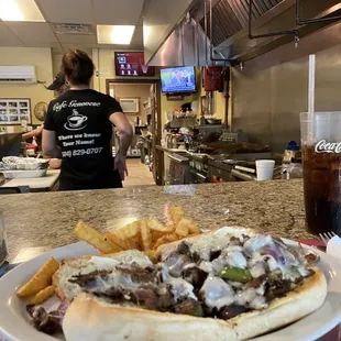 Cheese steak &amp; Fries so good.