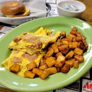 Ham &amp; Cheese Omelet with Home Fries