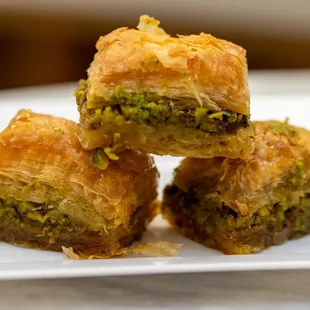 Baklava with Double Pistachio. Good but WICKED SWEET!!