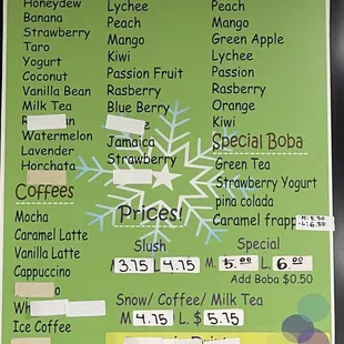 Cafe Gossip Menu as of May 1, 2024