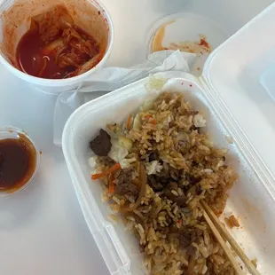 Beef terriyaki and kimchi