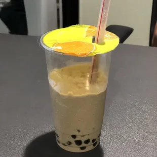 Secret menu green tea + milk tea snow with boba. Tastes amazing!