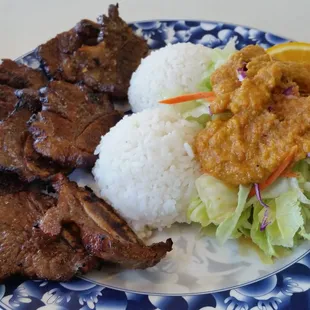 Galbi Rib Plate w/Ginger Dressing on Salad