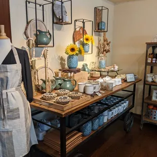 a table with a variety of items on it