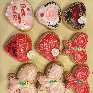 a variety of decorated cookies