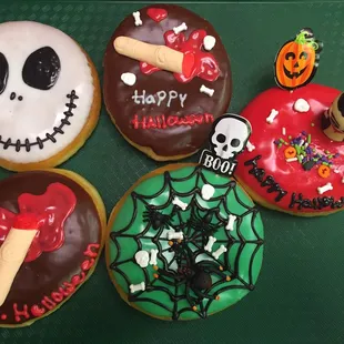a variety of decorated donuts