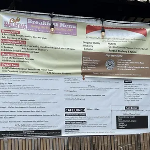 Menu outside
