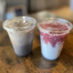 Hojicha and strawberry milk