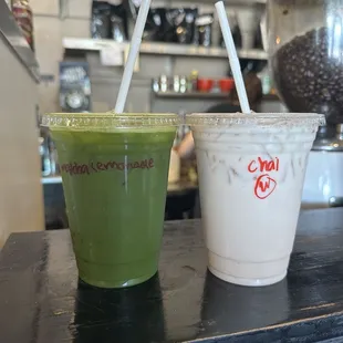 Matcha Lemonade and Iced Chai Latte