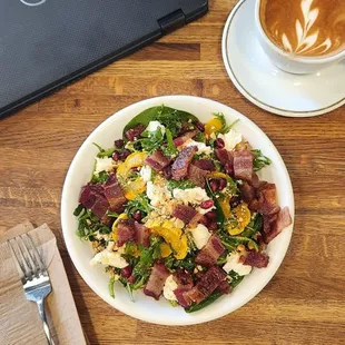 Delicata Ricotta Salad with bacon added