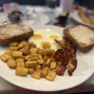 Three eggs with bacon
