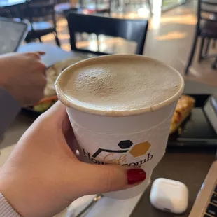Chocolate covered strawberry latte with oat milk