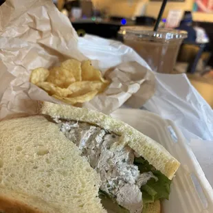 Chicken Tarragon on Siciliano with Chips and Iced Coffee