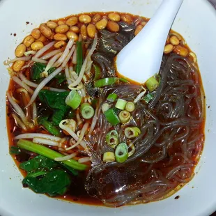 Hot and sour potato noodles 酸辣粉 very good!