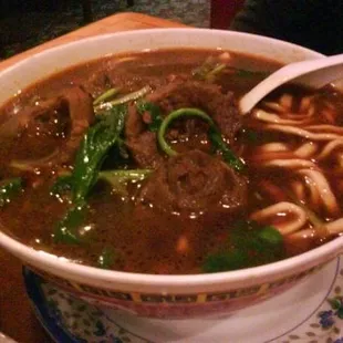 Handmade Noodle Soup w/ Beef - super spicy!