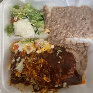 Chicken mole chimichanga entree