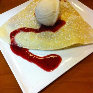 Cream Cheese, Strawberry and Jam Crepe